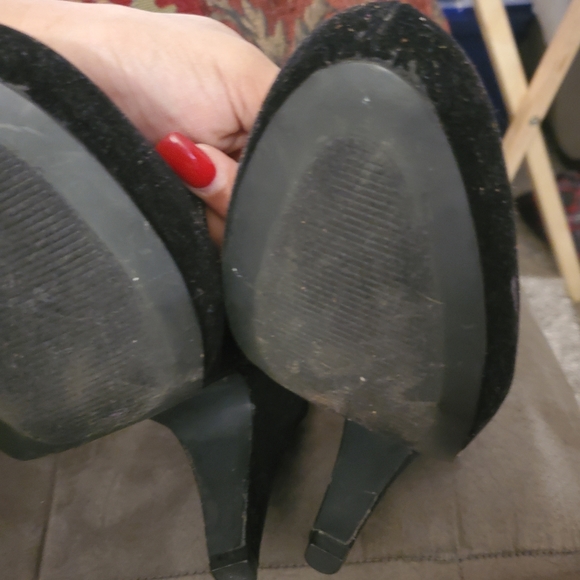 Qupid black micro suede wedge type, low heel shoe. - Picture 4 of 4